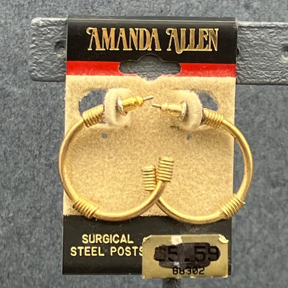 Amanda Allen Pierced Earrings As Is Gold Surgical Steel Posts Retro Vintage BoHo